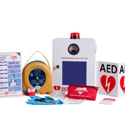 HeartSine 350P - Semi Automatic AED - Indoor Wall Cabinet Lockable Defibrillator Bundle (No Handle)