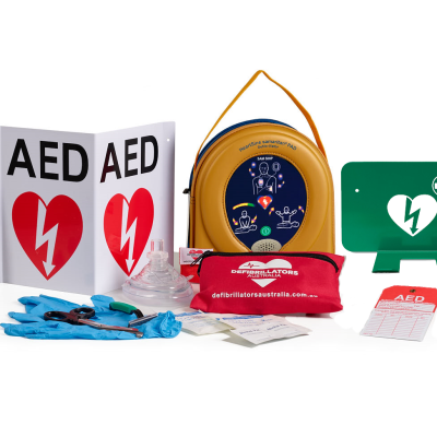 HeartSine 350P - Semi Automatic AED - Green Wall Hook Mount Defibrillator Bundle
