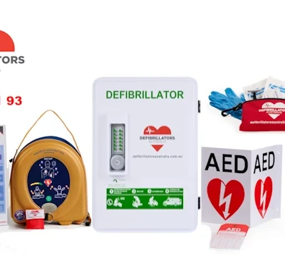 HeartSine 350P - Semi Automatic AED - Outdoor Keypad Lockable Wall Cabinet Defibrillator Bundle