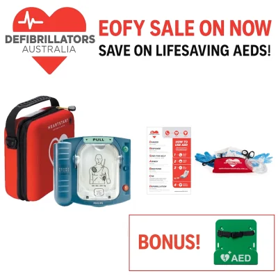 hs1 eofy with green wall mount defibrillator